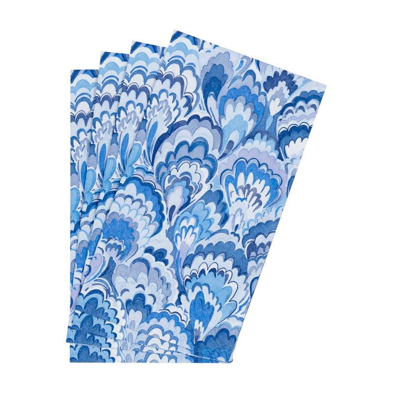 Caspari Marbled Ceramica Indigo Guest Towel Napkins - 15 Per Package