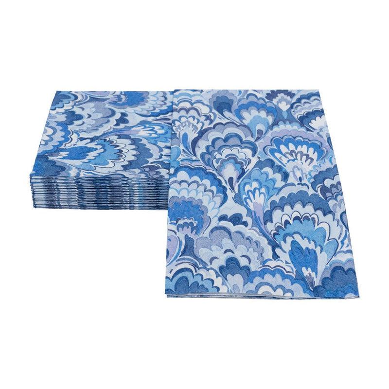 Caspari Marbled Ceramica Indigo Guest Towel Napkins - 15 Per Package