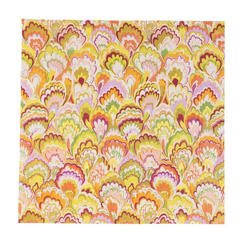 Caspari Marbled Ceramica Raspberry & Chartreuse Luncheon Napkins - 20 Per Package