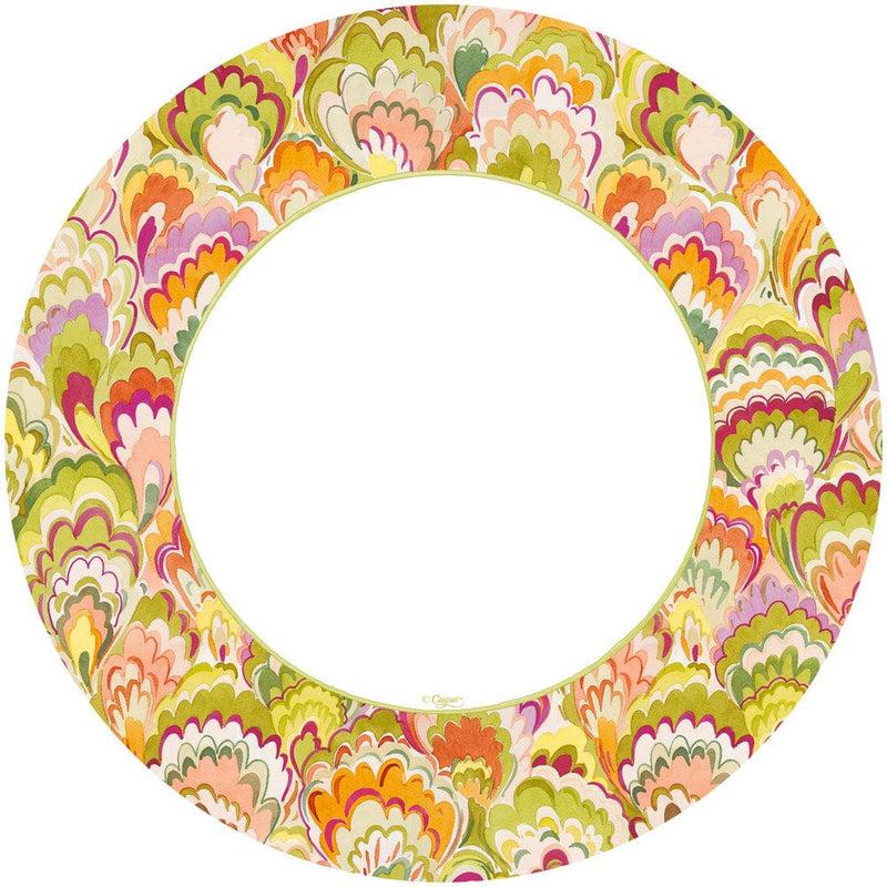 Caspari Marbled Ceramica Raspberry & Chartreuse Paper Dinner Plates - 8 Per Package