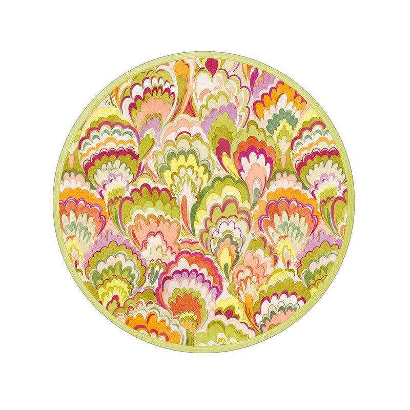 Caspari Marbled Ceramica Raspberry & Chartreuse Paper Salad & Dessert Plates - 8 Per Package