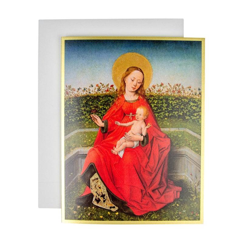 Caspari Maria Of The Rose Bush D-Size Boxed Christmas Cards - 15 Cards And Envelopes