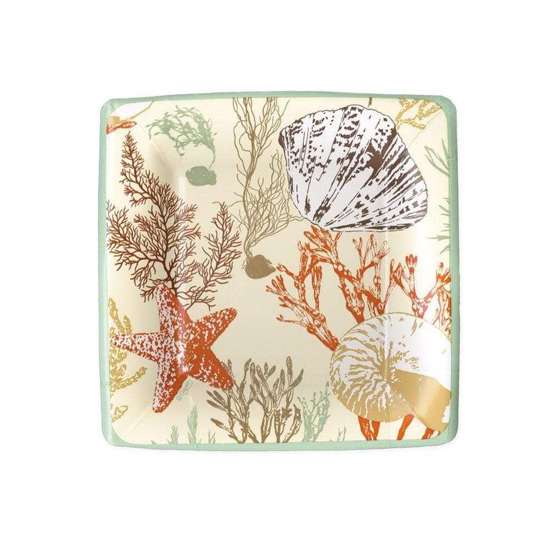 caspari Marine Study Paper Salad & Dessert Plates in Ivory - 8 Per Package