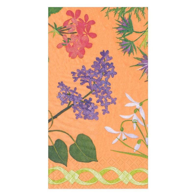 caspari Mary Delany Flower Mosaics Paper Guest Towel Napkins in Melon - 15 Per Package