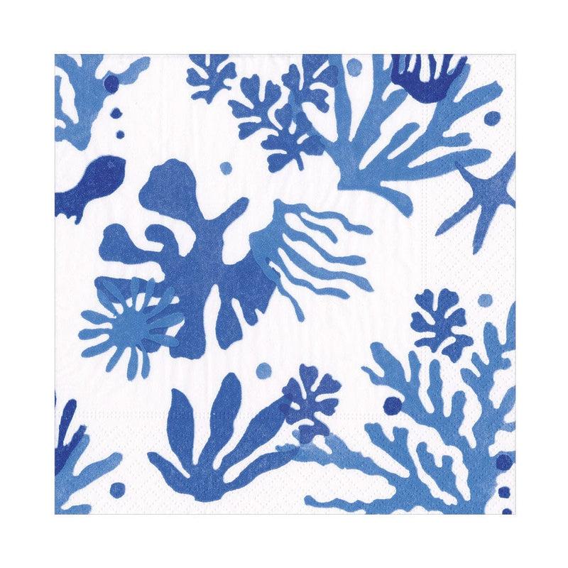 caspari Matisse Luncheon Napkins in Coral & Blue - 20 Per Package