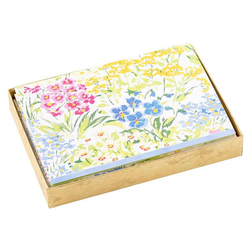 Caspari Meadow Flowers Assorted Boxed Note Cards - 8 Note Cards & 8 Envelopes