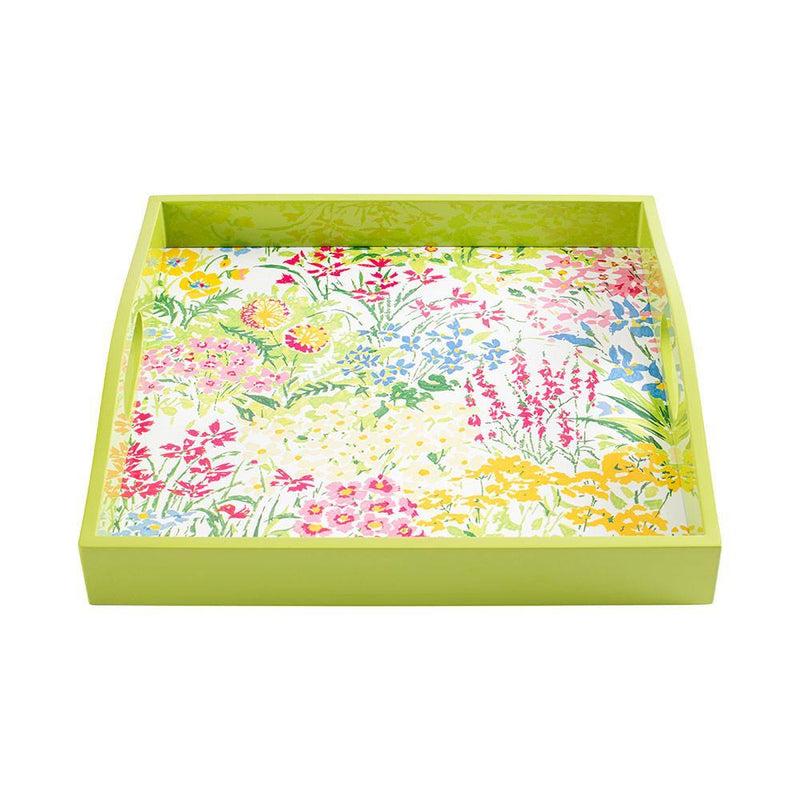 Caspari Meadow Flowers Lacquer Square Tray In White - 1 Each