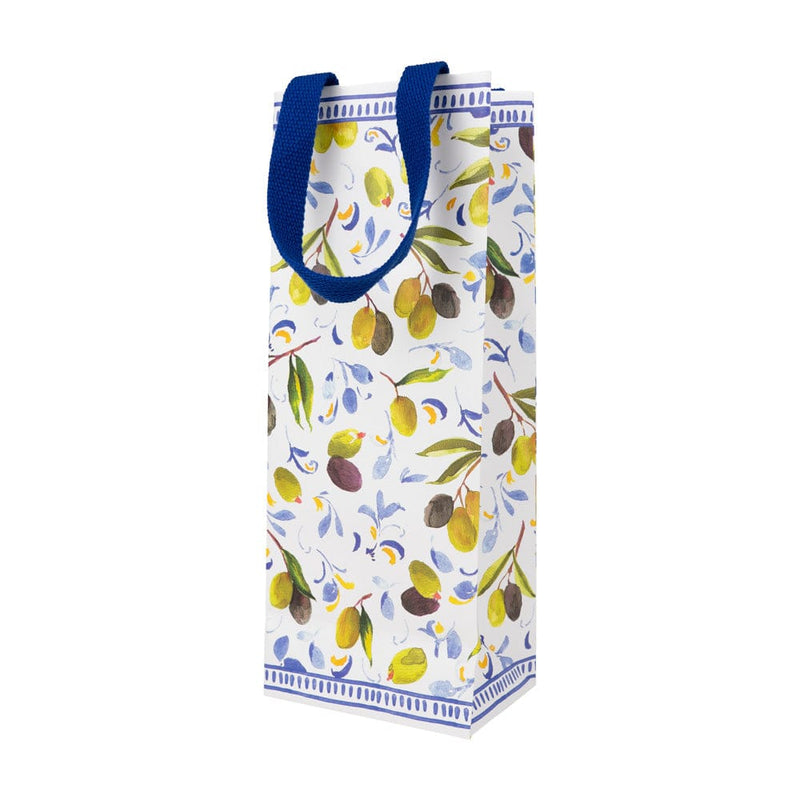 Caspari Mediterranean Blue Wine & Bottle Gift Bags - One Gift Bag Included