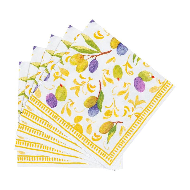 Caspari Mediterranean Dijon Cocktail Napkins - 20 Per Package