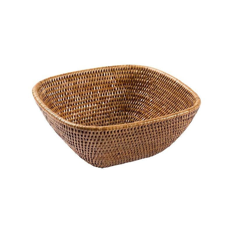caspari Medium Rattan Modern High Bowl in Dark Natural - 1 Each