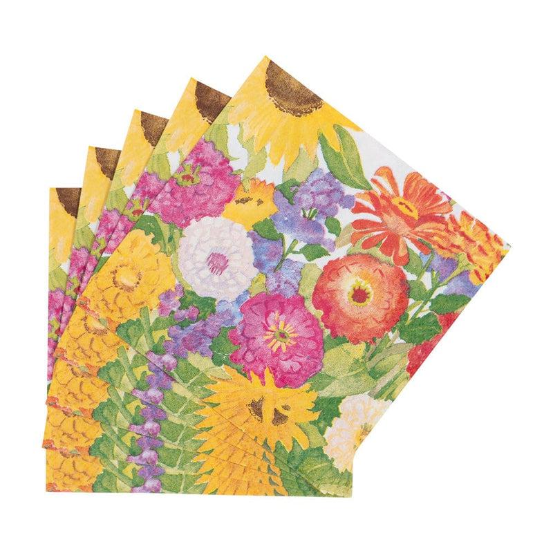 Caspari Midsummer Blooms Cocktail Napkins - 20 Per Package