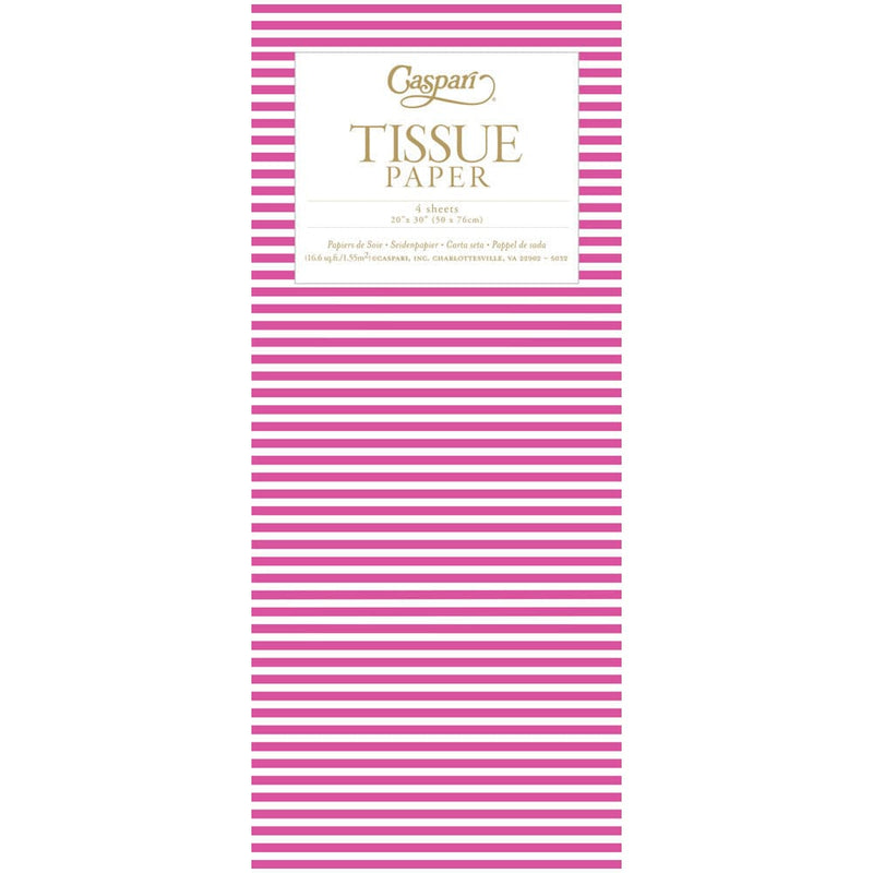 caspari Mini Stripe Fuchsia Tissue Paper - 4 Tissue Sheets Per Pack