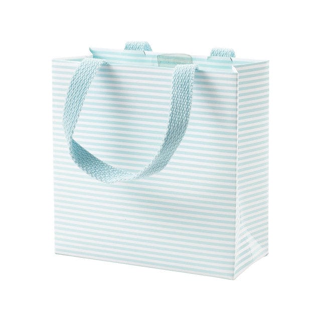 caspari Mini Stripe Medium Gift Bag in Robin's Egg - 1 Each