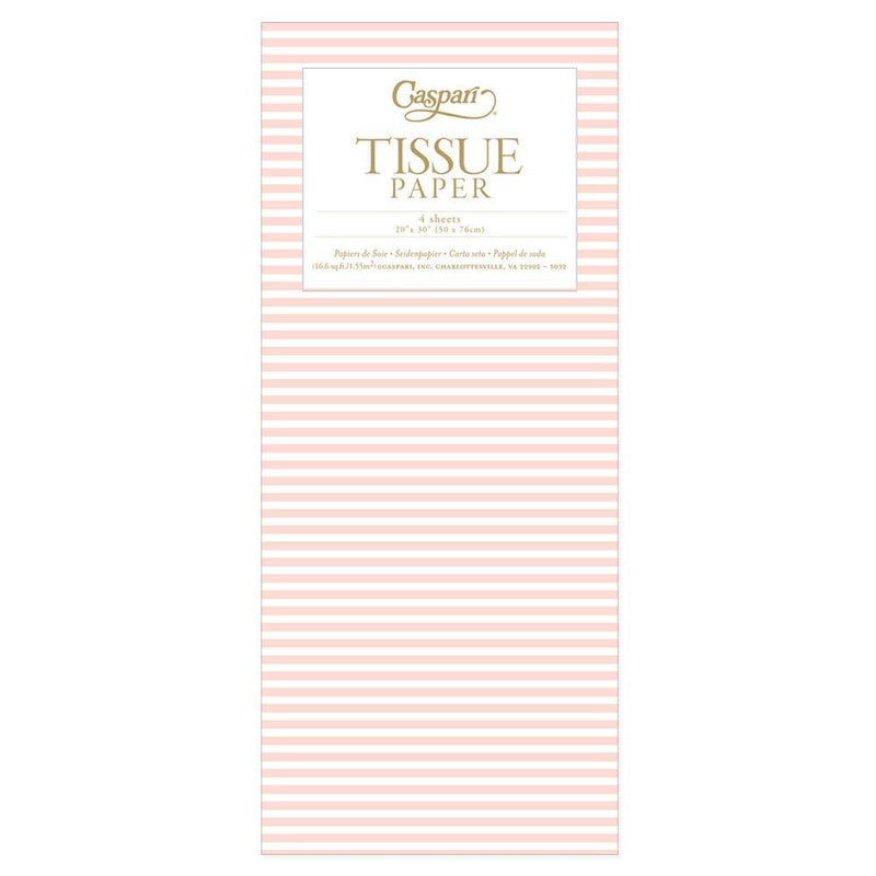 caspari Mini Stripe Tissue Paper in Blush - 4 Sheets Included