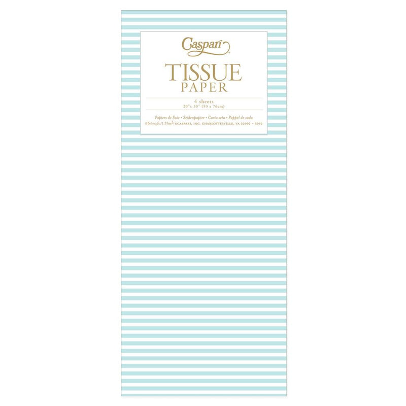 caspari Mini Stripe Tissue Paper in Robin's Egg - 4 Sheets Included