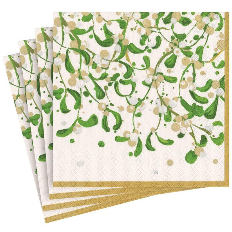 Caspari Modern Mistletoe Paper Dinner Napkins - 20 Per Package