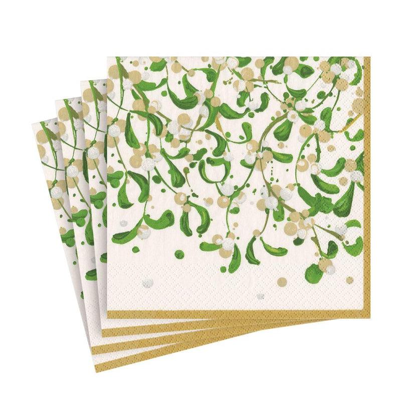 Caspari Modern Mistletoe Paper Luncheon Napkins - 20 Per Package