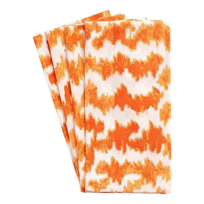 Caspari Modern Moiré Cloth Dinner Napkins In Orange - Set Of 4