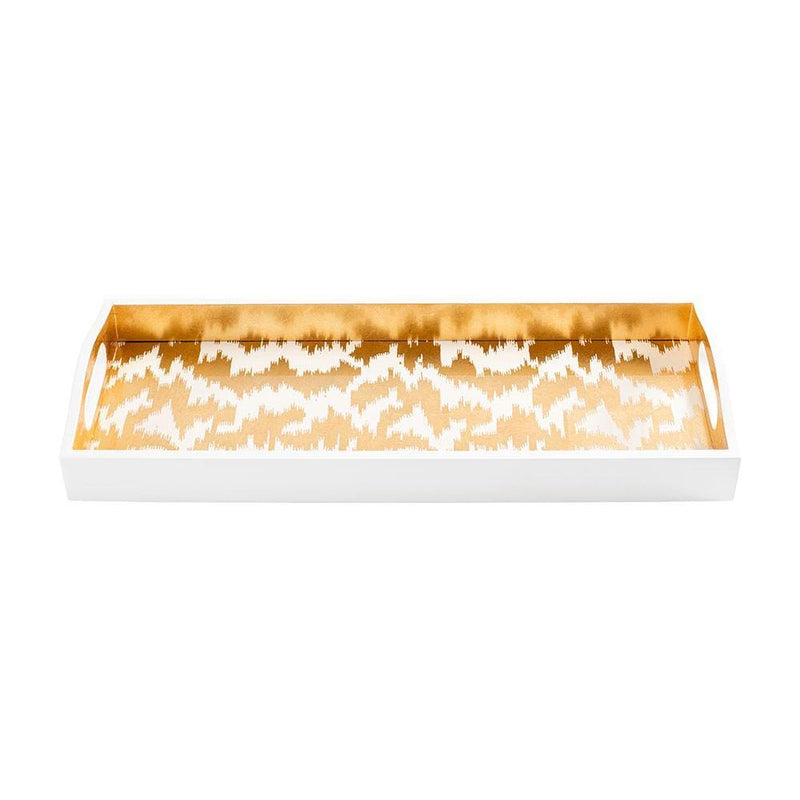 Caspari Modern Moiré Lacquer Bar Tray In Gold - 1 Each