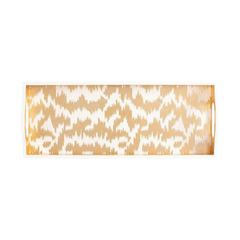 Caspari Modern Moiré Lacquer Bar Tray In Gold - 1 Each