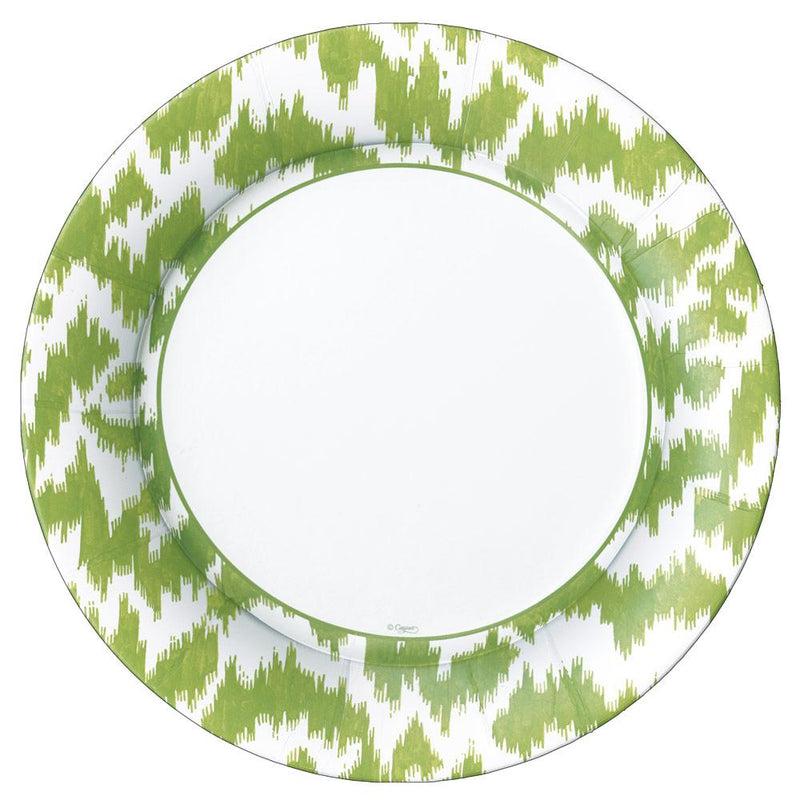 caspari Modern Moiré Paper Dinner Plates in Green - 8 Per Package