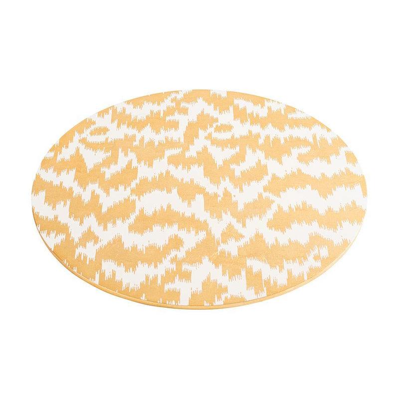 Caspari Modern Moiré Round Lacquer Placemat In Gold - 1 Each