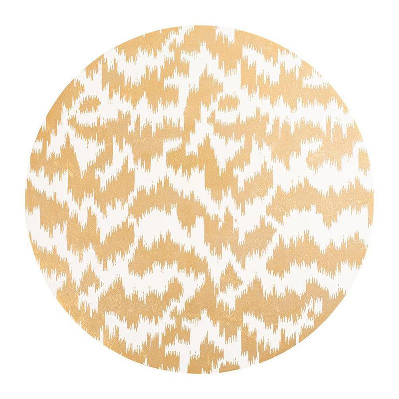 caspari Modern Moiré Round Lacquer Placemat in Gold - 1 Each