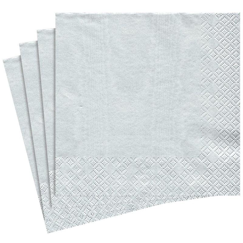 Caspari Moiré Paper Dinner Napkins In Platinum - 20 Per Package