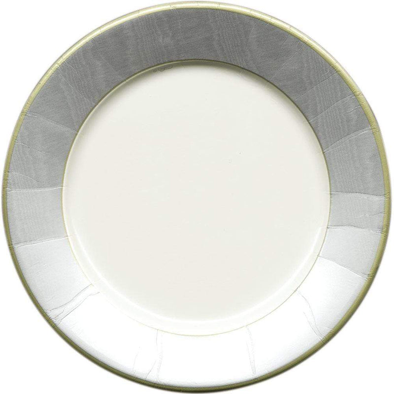 caspari Moiré Paper Dinner Plates in Silver - 8 Per Package