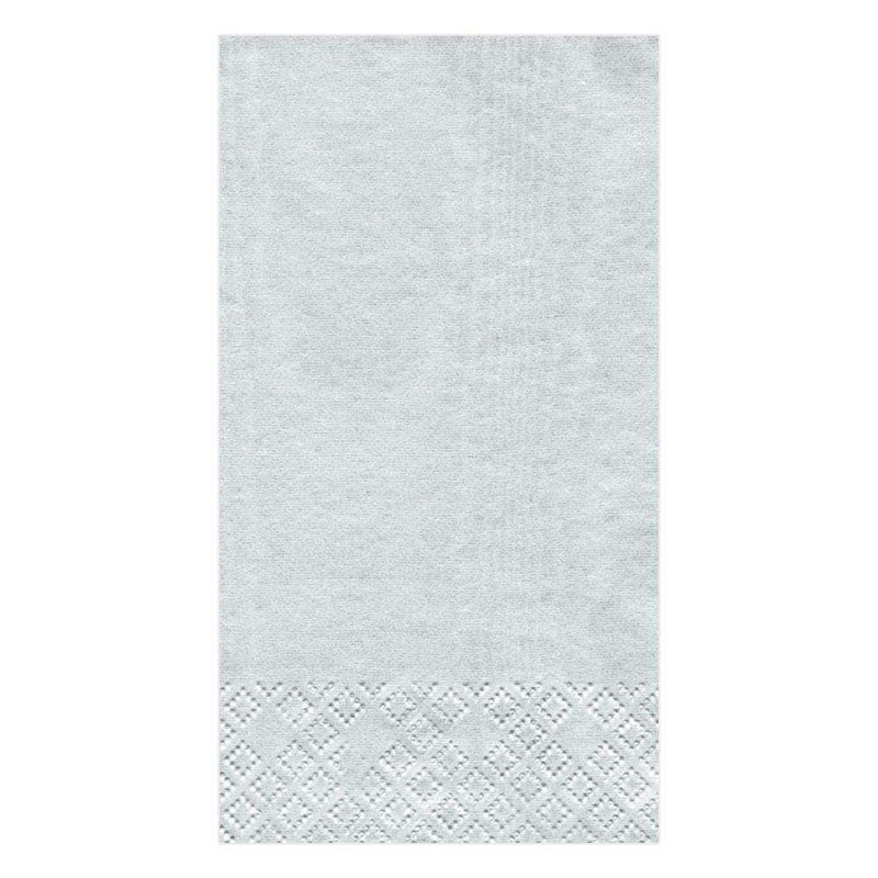 caspari Moiré Paper Guest Towel Napkins in Platinum - 15 Per Package