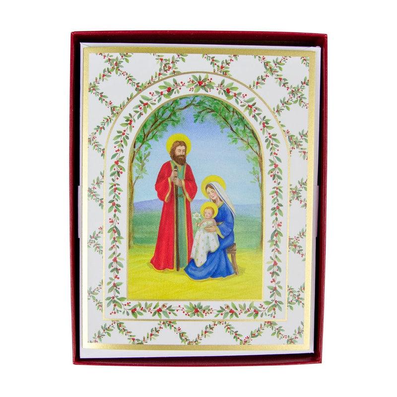 Caspari Nativity With Decorated Arch C-Size Boxed Christmas Cards - 15 Cards And Envelopes