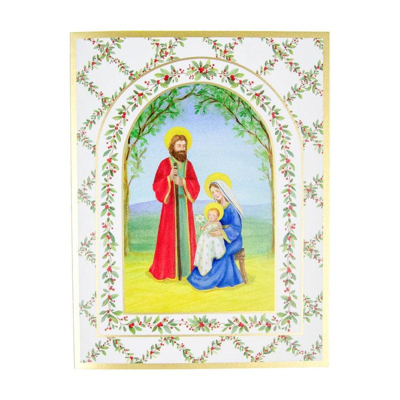 caspari Nativity With Decorated Arch C-Size Boxed Christmas Cards - 15 Cards And Envelopes