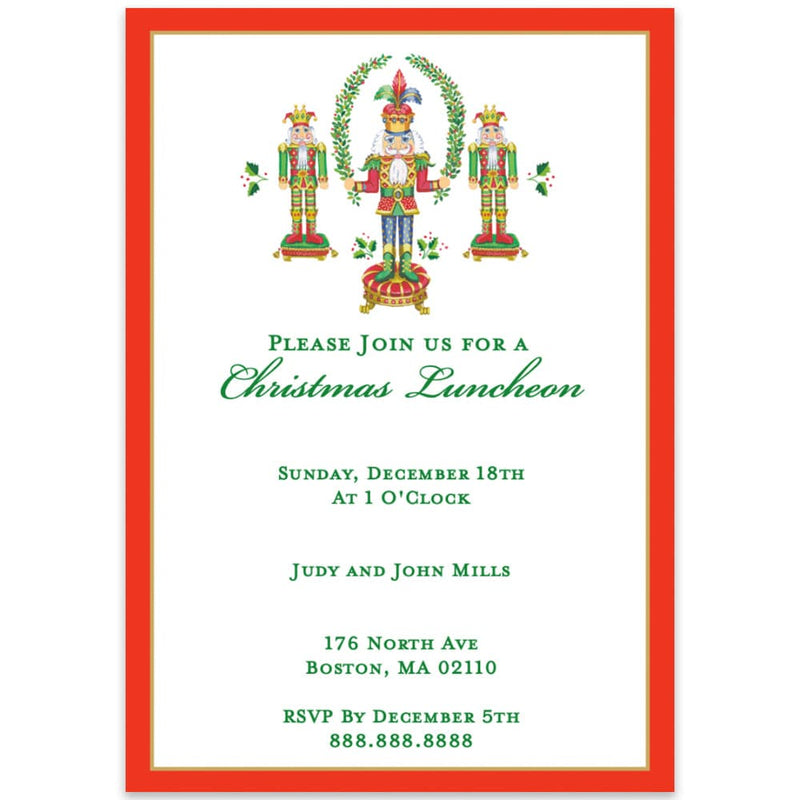 caspari Nutcracker Christmas Personalized Invitations