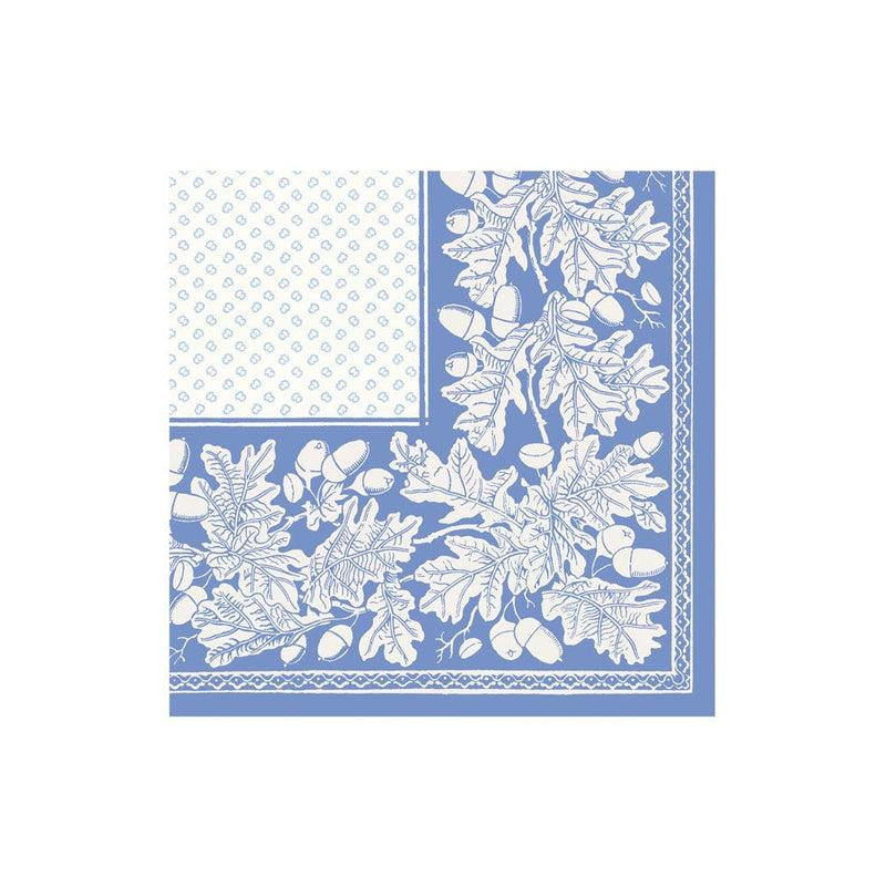 caspari Oak Leaves & Acorns French Blue & White Boxed Cocktail Napkins - 30 Per Package