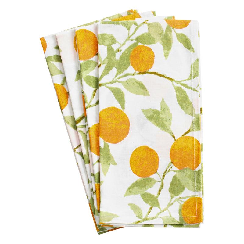 Caspari Orange Grove Cotton Dinner Napkins - Set Of 4