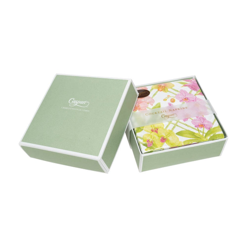 Caspari Orchid Conservatory Boxed Cocktail Napkins - 40 Per Box
