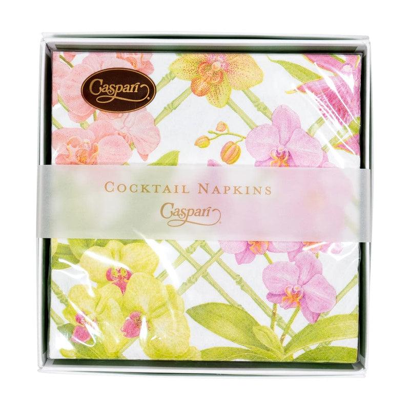 Caspari Orchid Conservatory Boxed Cocktail Napkins - 40 Per Box