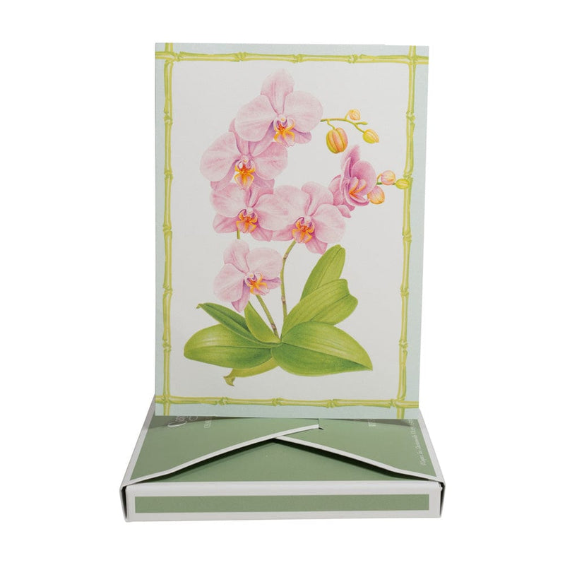 Caspari Orchid Conservatory Boxed Note Cards - 8 Note Cards & 8 Envelopes