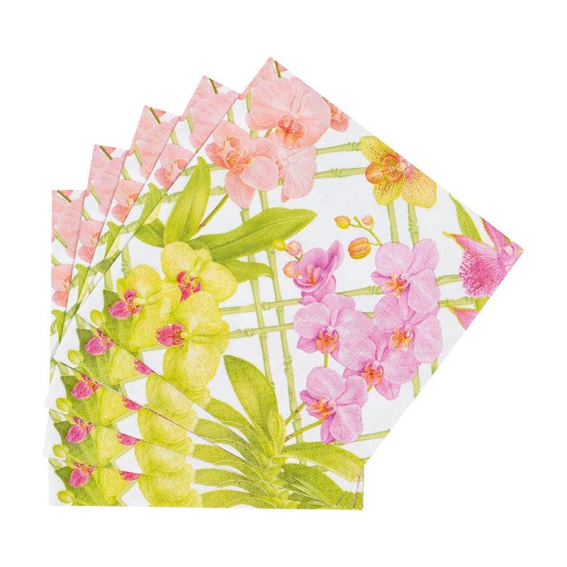 Caspari Orchid Conservatory Cocktail Napkins - 20 Per Package