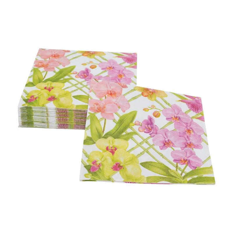 Caspari Orchid Conservatory Cocktail Napkins - 20 Per Package