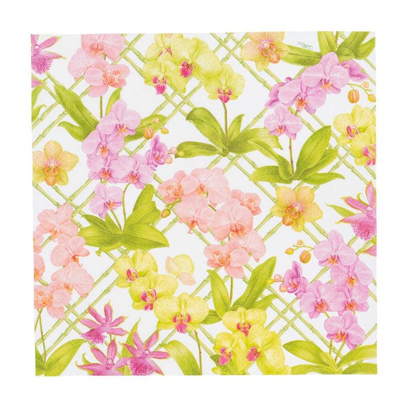 Caspari Orchid Conservatory Cocktail Napkins - 20 Per Package