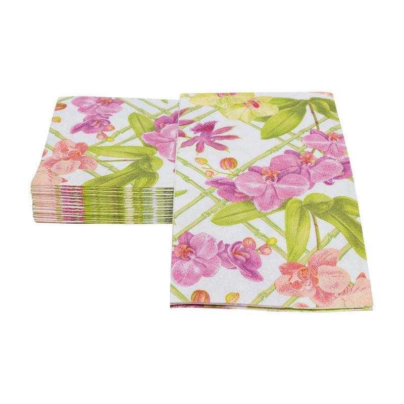Caspari Orchid Conservatory Guest Towel Napkins - 15 Per Package