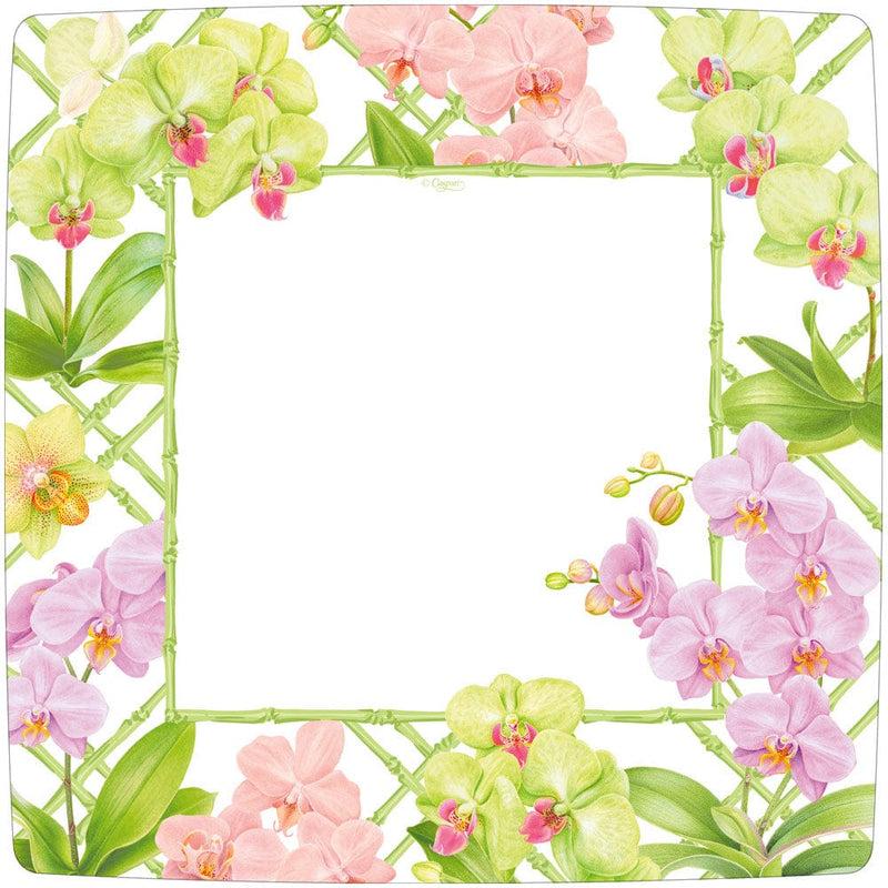 caspari Orchid Conservatory Square Paper Dinner Plates - 8 Per Package