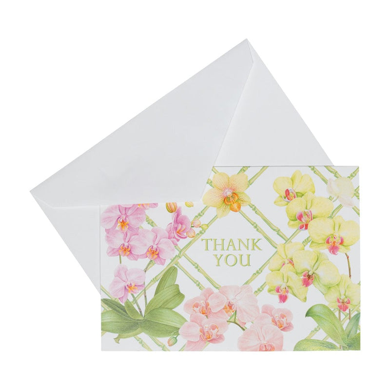 Caspari Orchid Conservatory Thank You Notes - 8 Note Cards & 8 Envelopes