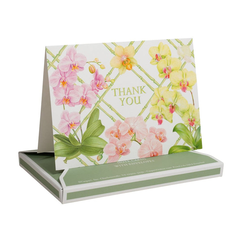 Caspari Orchid Conservatory Thank You Notes - 8 Note Cards & 8 Envelopes