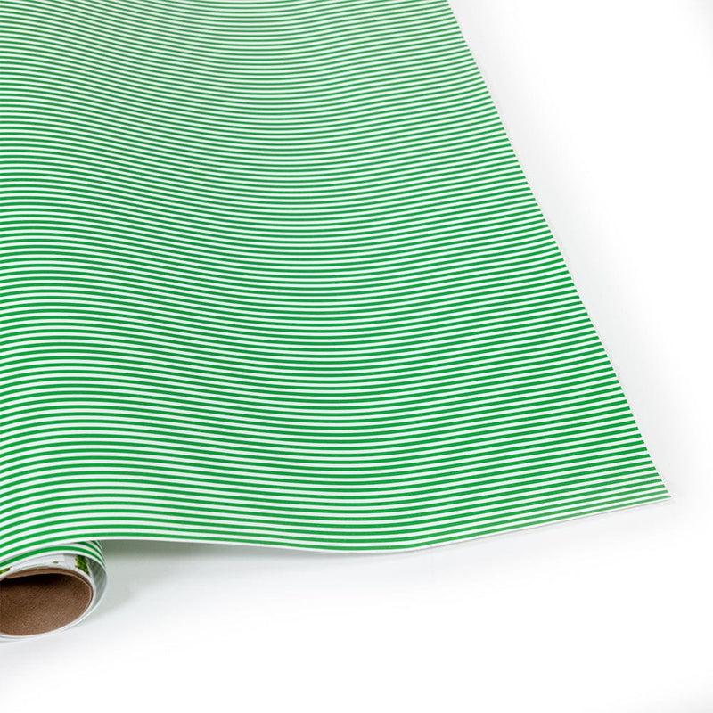 caspari Oxford Stripe Green Gift Wrap - One 30" x 8' Roll