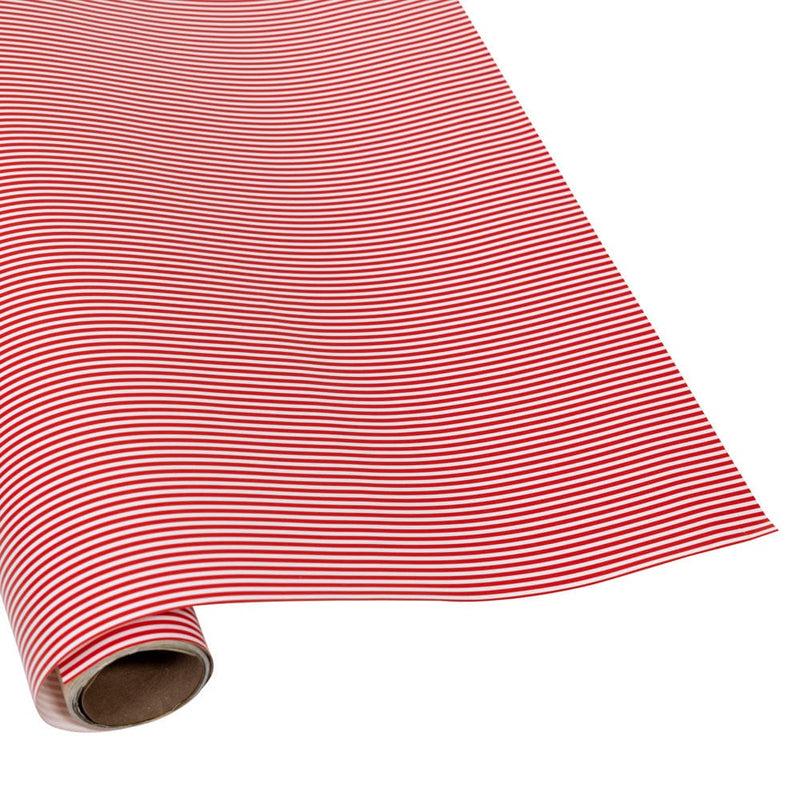 caspari Oxford Stripe Red Gift Wrap - One 30" x 8' Roll