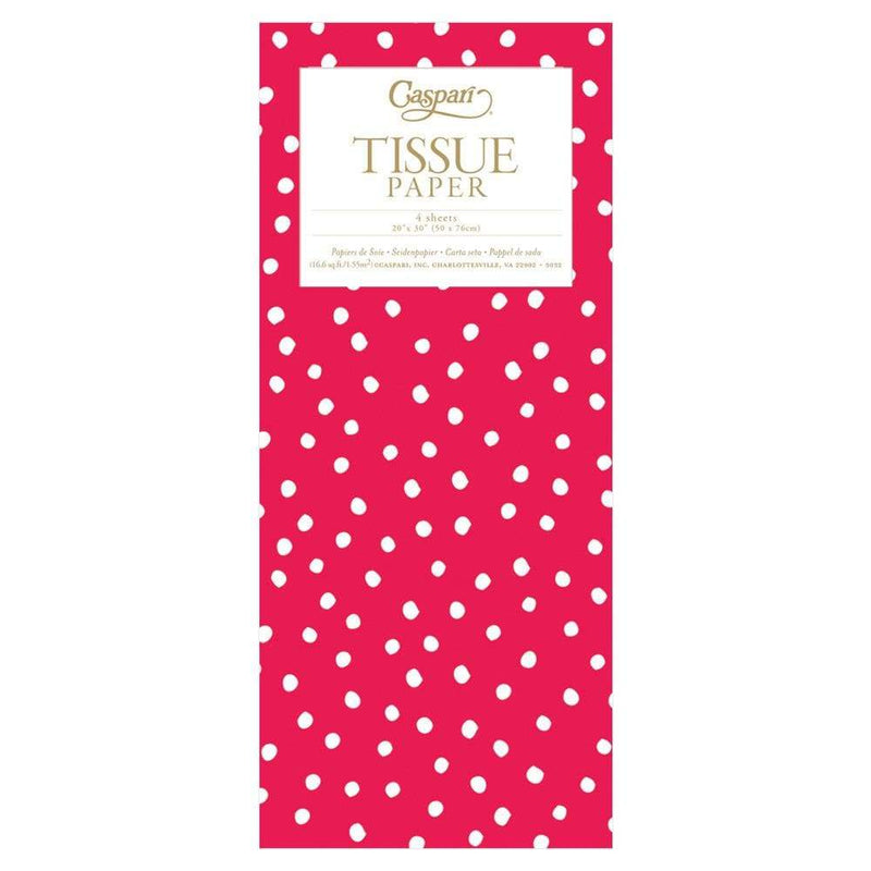 caspari Painted Dots Tissue Paper in Red - 4 Sheets Included