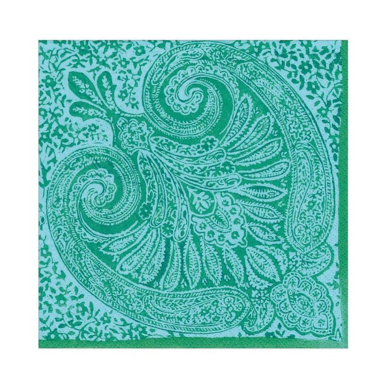 caspari Paisley Medallion Paper Luncheon Napkins in Turquoise - 20 Per Package