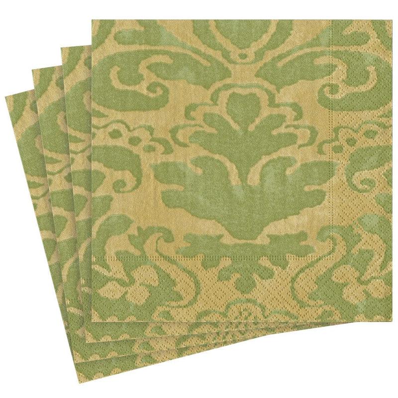 Caspari Palazzo Paper Dinner Napkins In Moss Green - 20 Per Package
